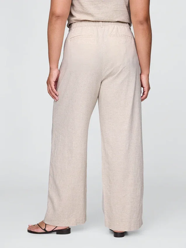 Pantaloni a vita alta in misto lino 365