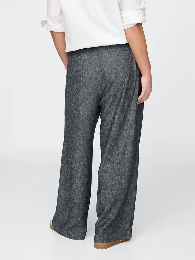 Pantaloni a vita alta in misto lino 365