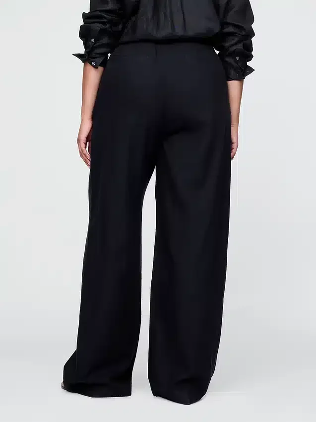 Pantaloni a vita alta in misto lino 365
