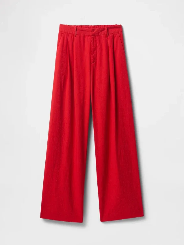 Pantaloni a vita alta in misto lino 365