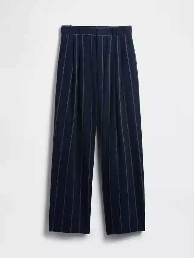 Pantaloni a vita alta in misto lino 365