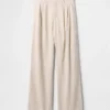Pantaloni a vita alta in misto lino 365
