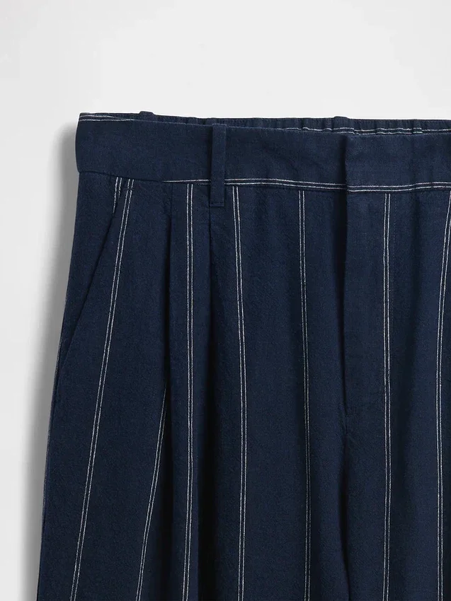 Pantaloni a vita alta in misto lino 365