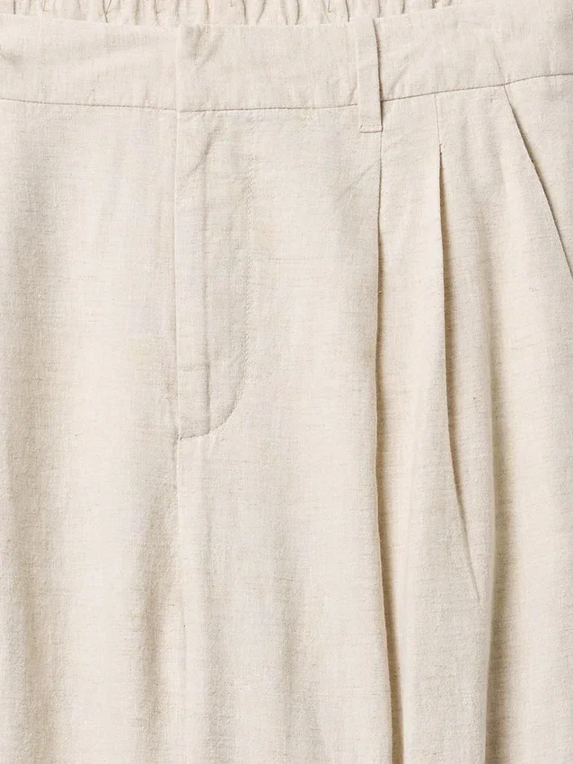 Pantaloni a vita alta in misto lino 365