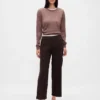 Pantaloni a vita alta in twill, modello dritto alla caviglia