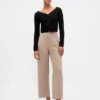 Pantaloni a vita alta in twill, modello dritto alla caviglia