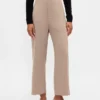 Pantaloni a vita alta in twill, modello dritto alla caviglia