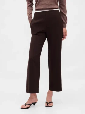 Pantaloni a vita alta in twill, modello dritto alla caviglia