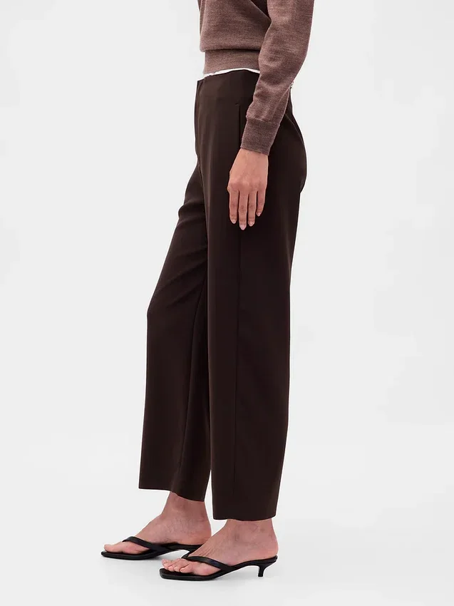 Pantaloni a vita alta in twill, modello dritto alla caviglia