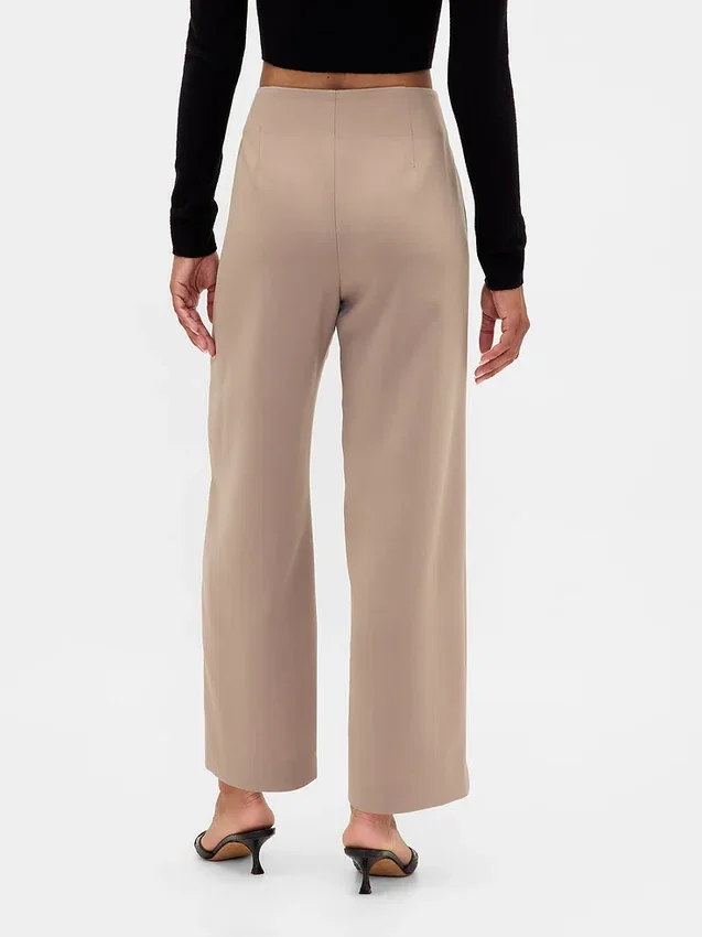 Pantaloni a vita alta in twill, modello dritto alla caviglia
