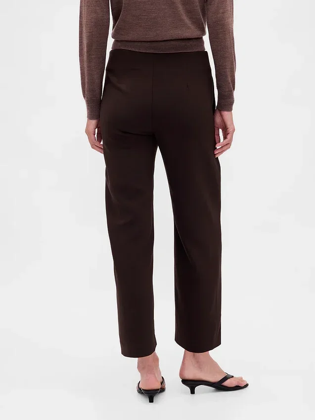 Pantaloni a vita alta in twill, modello dritto alla caviglia