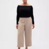 Pantaloni a vita alta in twill, modello dritto alla caviglia