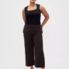 Pantaloni a vita alta in twill, modello dritto alla caviglia