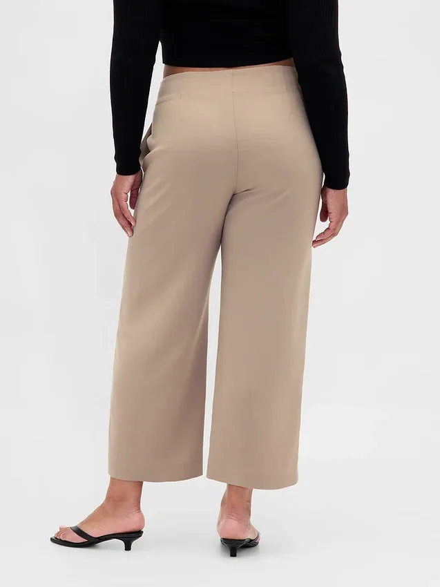 Pantaloni a vita alta in twill, modello dritto alla caviglia