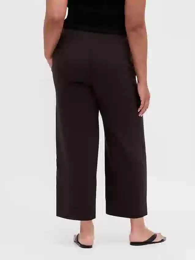 Pantaloni a vita alta in twill, modello dritto alla caviglia