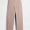 Pantaloni a vita alta in twill, modello dritto alla caviglia