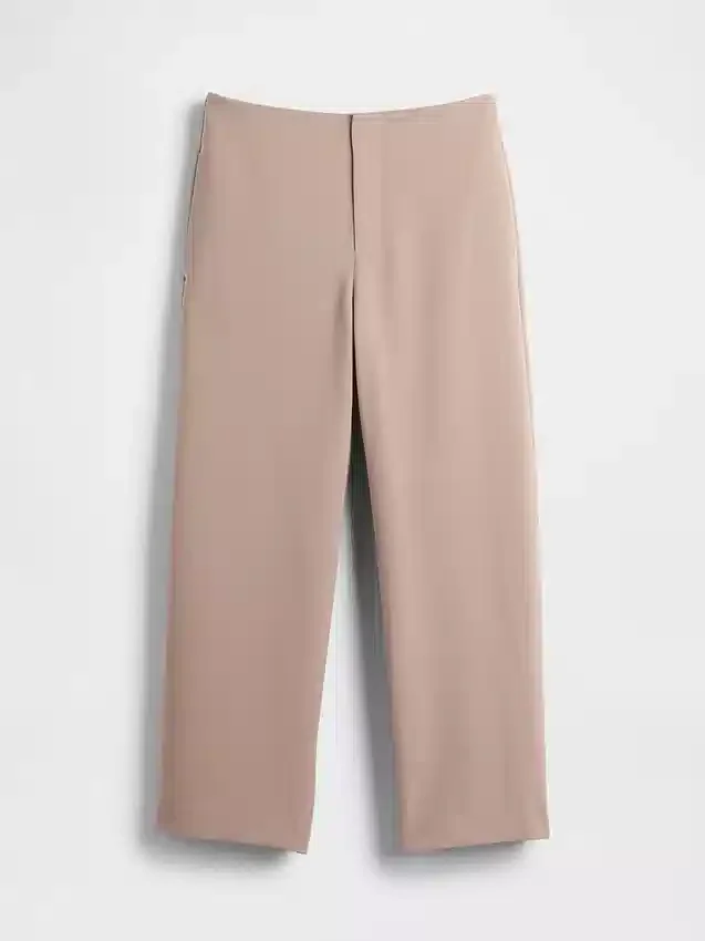 Pantaloni a vita alta in twill, modello dritto alla caviglia