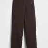 Pantaloni a vita alta in twill, modello dritto alla caviglia