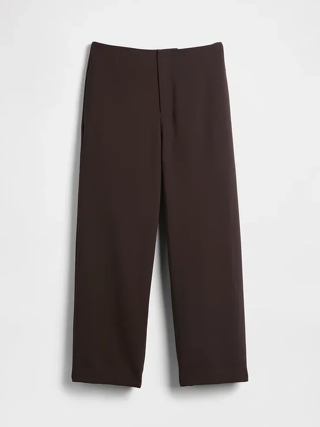 Pantaloni a vita alta in twill, modello dritto alla caviglia