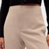 Pantaloni a vita alta in twill, modello dritto alla caviglia