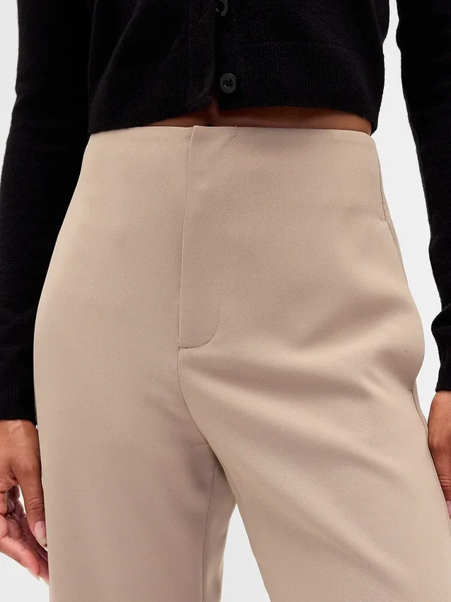 Pantaloni a vita alta in twill, modello dritto alla caviglia