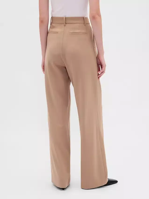 Pantaloni a vita alta in twill spazzolato con pieghe 365
