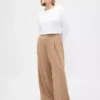Pantaloni a vita alta in twill spazzolato con pieghe 365