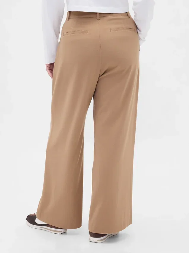 Pantaloni a vita alta in twill spazzolato con pieghe 365