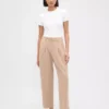 Pantaloni a vita alta in twill spazzolato con taglio affusolato alla caviglia 365