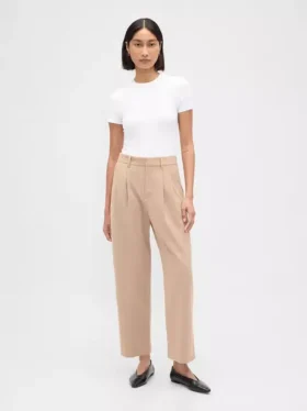 Pantaloni a vita alta in twill spazzolato con taglio affusolato alla caviglia 365