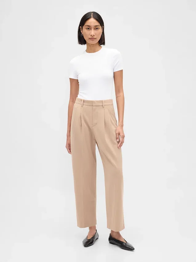 Pantaloni a vita alta in twill spazzolato con taglio affusolato alla caviglia 365