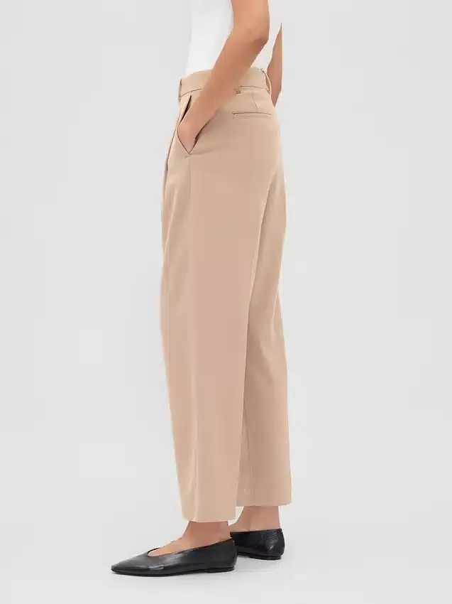 Pantaloni a vita alta in twill spazzolato con taglio affusolato alla caviglia 365