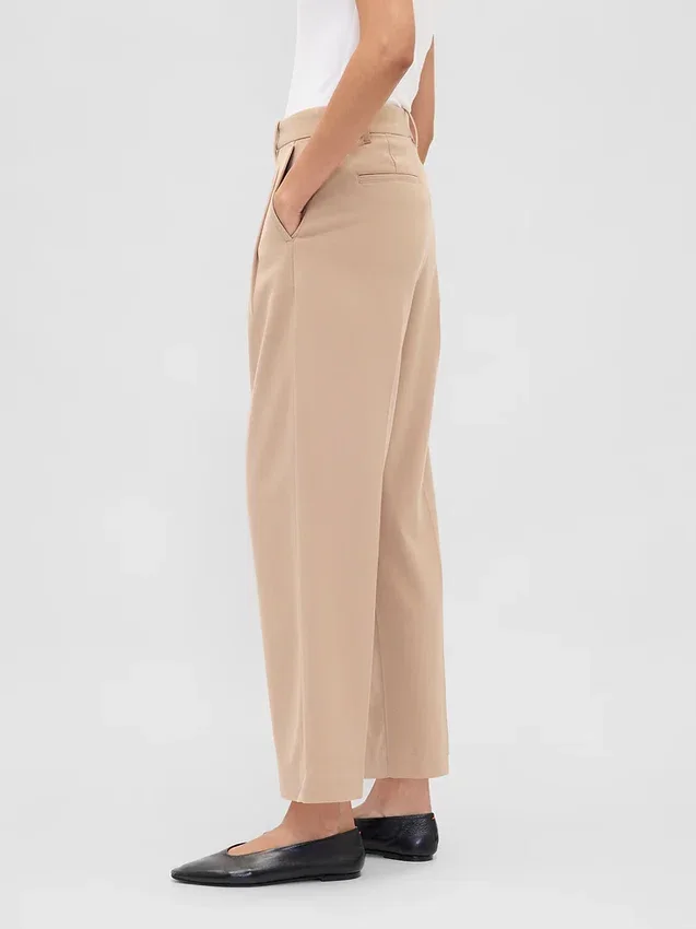 Pantaloni a vita alta in twill spazzolato con taglio affusolato alla caviglia 365