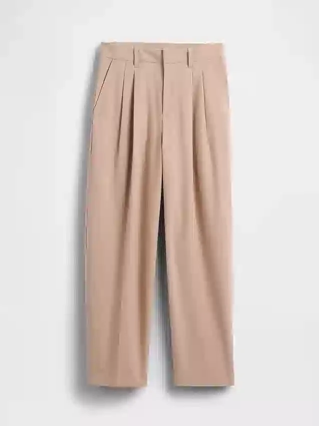 Pantaloni a vita alta in twill spazzolato con taglio affusolato alla caviglia 365