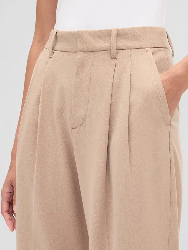 Pantaloni a vita alta in twill spazzolato con taglio affusolato alla caviglia 365