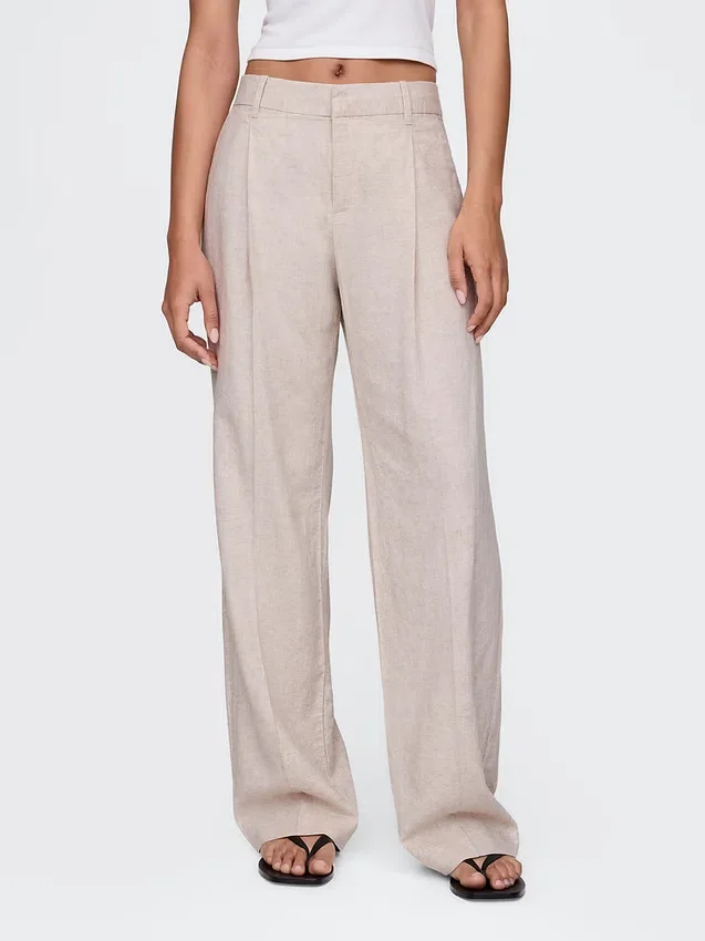 Pantaloni a vita bassa 365 in misto lino