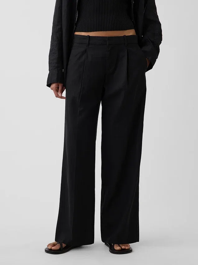 Pantaloni a vita bassa 365 in misto lino