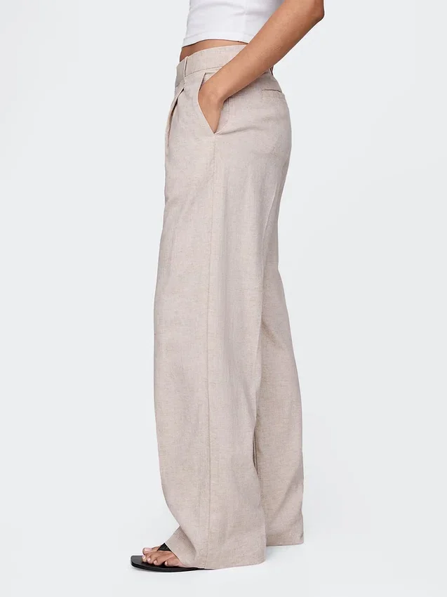 Pantaloni a vita bassa 365 in misto lino