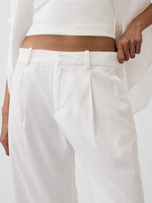 Pantaloni a vita bassa 365 in misto lino