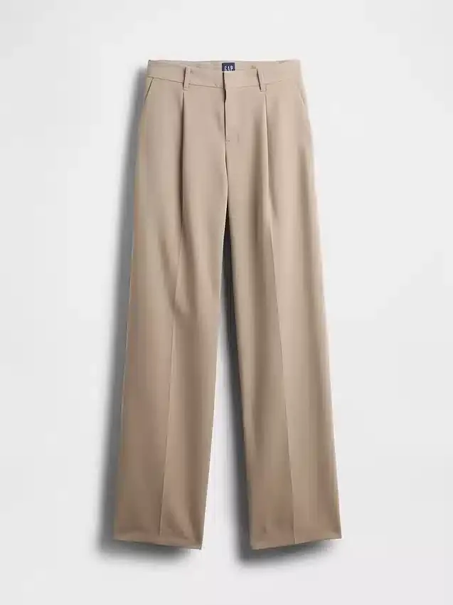 Pantaloni a vita bassa con pieghe e gamba larga 365