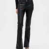 Pantaloni a vita bassa in pelle vegana riciclata, modello lungo e aderente