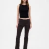 Pantaloni a vita bassa in twill dal taglio lungo e slanciato