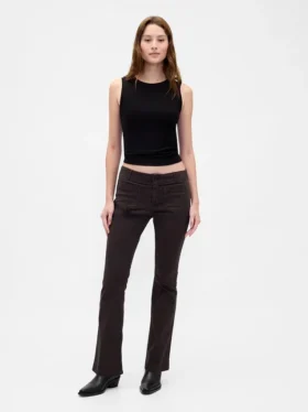 Pantaloni a vita bassa in twill dal taglio lungo e slanciato