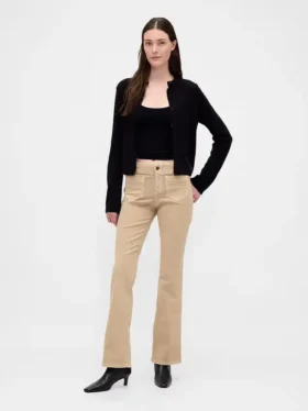 Pantaloni a vita bassa in twill dal taglio lungo e slanciato