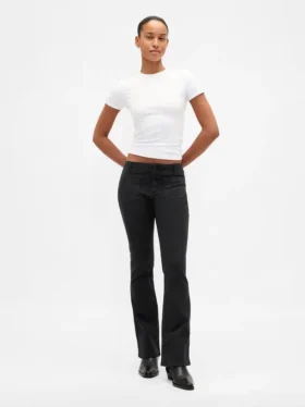 Pantaloni a vita bassa in twill dal taglio lungo e slanciato