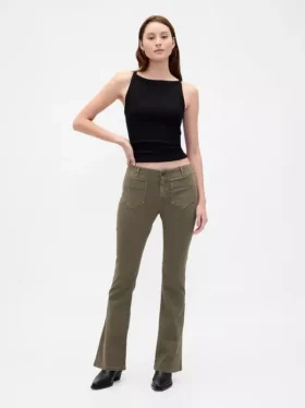 Pantaloni a vita bassa in twill dal taglio lungo e slanciato
