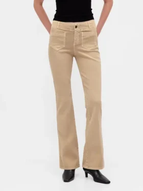 Pantaloni a vita bassa in twill dal taglio lungo e slanciato