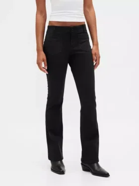 Pantaloni a vita bassa in twill dal taglio lungo e slanciato