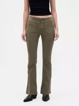 Pantaloni a vita bassa in twill dal taglio lungo e slanciato