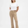 Pantaloni a vita bassa in twill dal taglio lungo e slanciato